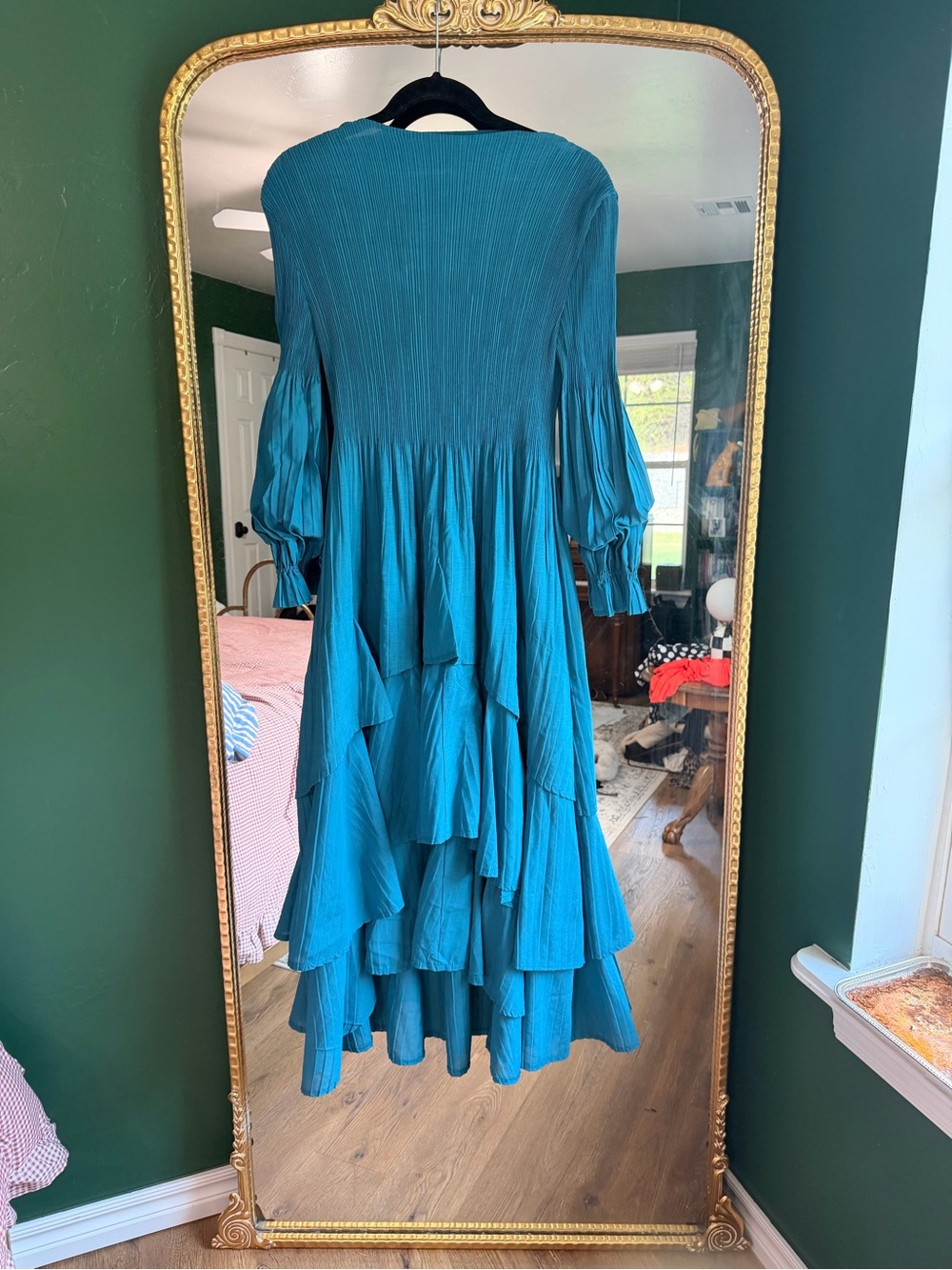 Oh so modest Teal Ruffle Tiered Maxi Dress
